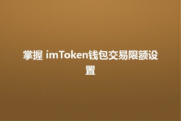 掌握 imToken钱包交易限额设置 🪙💼